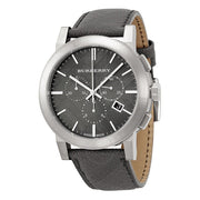 Burberry The City Grey Dial Black Leather Strap Watch for Men - BU9362
