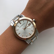 Burberry The City White Dial Two Tone Steel Strap Watch for Women - BU9105