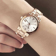 Burberry The City White Dial Rose Gold Steel Strap Watch for Women - BU9004