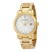 Burberry The City White Dial Gold Steel Strap Watch for Women - BU9103
