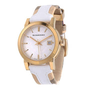 Burberry The City White Dial White Leather Strap Watch for Women - BU9110
