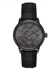 Burberry The Classic Round Horseferry Black Dial Black Leather Strap Watch for Men - BU10010