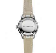 Burberry The Classic Guilloche Silver Dial Grey Leather Strap Watch for Women - BU10113