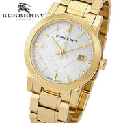 Burberry The City White Dial Gold Steel Strap Watch for Women - BU9103
