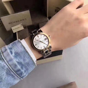 Burberry The City White Dial Two Tone Steel Strap Watch for Women - BU9115