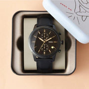 Fossil Goodwin Chronograph Black Dial Black Leather Strap Watch for Men - FS5585