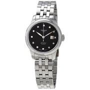 Tissot Le Locle Automatic Diamonds Mother of Pearl Black Dial Silver Steel Strap Watch For Women - T006.207.11.126.00