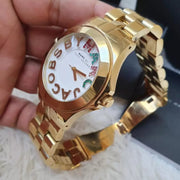 Marc Jacobs Rivera White Dial Gold Steel Strap Watch for Women - MBM3137