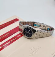 Omega Constellation Manhattan Quartz Diamonds Blue Dial Silver Steel Strap Watch for Women - 131.10.25.60.53.001