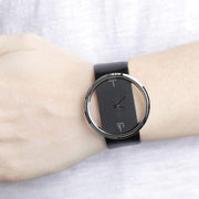 Calvin Klein Glam Transparent Dial Black Leather Strap Watch for Women - K9423107