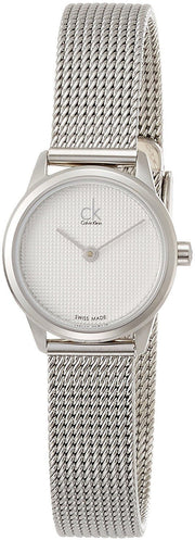 Calvin Klein Minimal White Dial Silver Mesh Bracelet Watch for Women - K3M2312Y