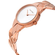 Calvin Klein Snake Silver Dial Rose Gold Steel Strap Watch For Women - K6E23646