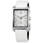 Calvin Klein Window White Dial White Leather Strap Watch for Women - K2M23120