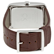 Calvin Klein Window Silver Dial Brown Leather Strap Watch for Men - K2M21126