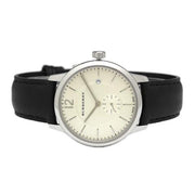 Burberry The Classic Horseferry Beige Dial Black Leather Strap Watch for Men - BU10000