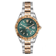 Versace Hellenyium GMT Green Dial Two Tone Steel Strap Watch for Men - V11050015