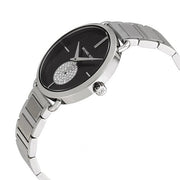 Michael Kors Portia Black Dial Silver Steel Strap Watch for Women - MK3638
