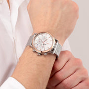 Maserati Epoca White Dial Chronograph Silver Mesh Bracelet Watch For Men - R8873618009