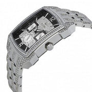 Bulova Crystal Collection Black Dial Silver Steel Strap Watch for Men - 98C108