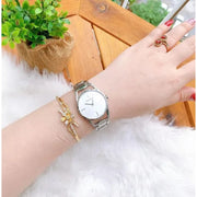 Calvin Klein Dainty Silver Dial Silver Steel Strap Watch for Women - K7L23146