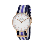 Daniel Wellington Classic Trinity White Dial Three Tone Nylon Strap Watch For Women - 0509DW