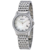 Gucci G Timeless Diamonds Mother of Pearl Dial Silver Steel Strap Watch For Women - YA126506