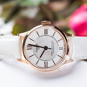 Tissot Chemin Des Tourelles Powermatic 80 Lady Silver Dial White Leather Strap Watch For Women - T099.207.36.118.00