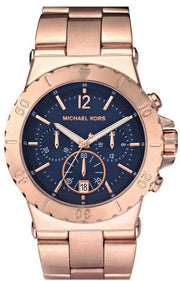 Michael Kors Bel Aire Blue Dial Rose Gold Steel Strap Watch for Women - MK5410