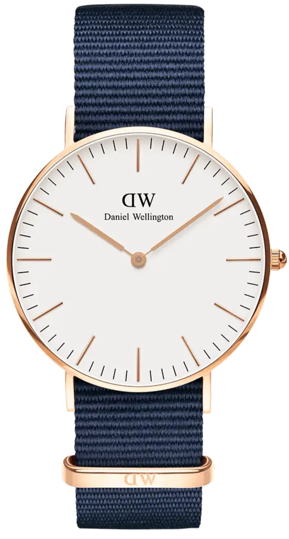 Daniel Wellington Classic Bayswater White Dial Navy Blue NATO Strap Watch For Women - DW00100279