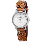 Coach Perry White Dial Brown Floral Leather Strap Watch for Women - 14502873