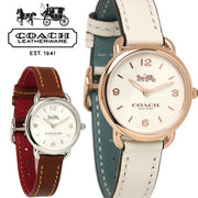 Coach Delancey Slim Cream Dial Brown Leather Strap Watch For Women - 14502789