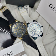 Guess Overdrive Chronograph White Dial White Rubber Strap Watch for Women - W0149L6