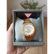 Guess Sassy Quartz White Dial Rose Gold Steel Strap Watch For Women - W0705L3