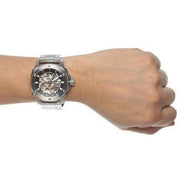 Fossil Modern Machine Automatic Silver Dial Silver Steel Strap Watch for Men - ME3081