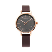 Calvin Klein Even Grey Dial Brown Leather Strap Watch for Women - K7B236G3