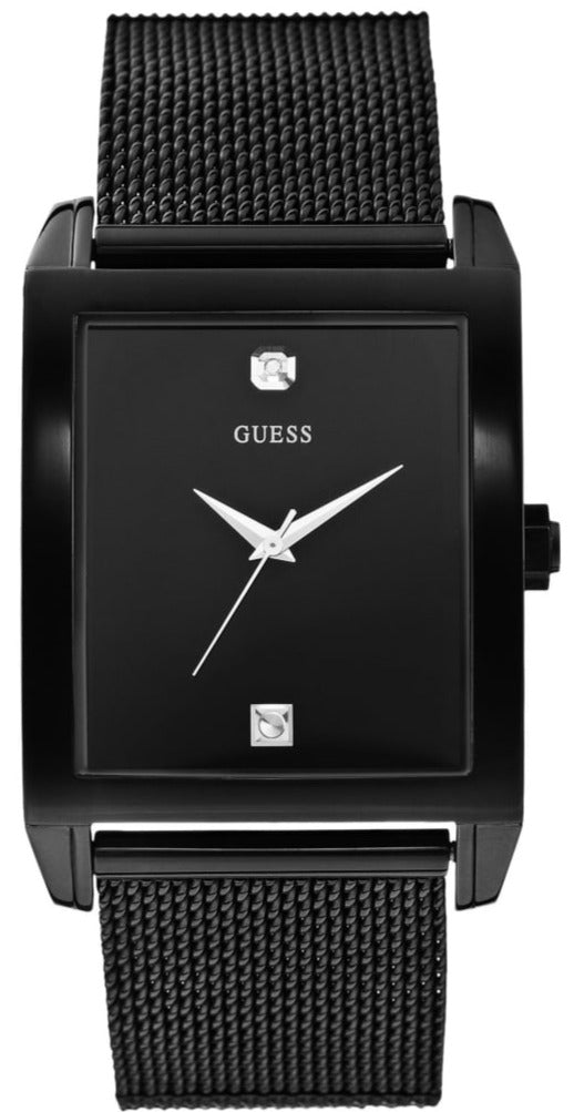 Guess Diamonds Black Dial Black Mesh Strap Watch for Men - W0298G1