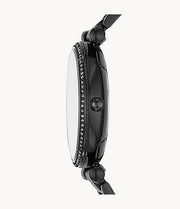 Fossil Carlie Black Dial Black Steel Strap Watch for Women - ES4488