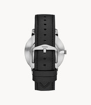 Fossil The Minimalist Carbon Series Black Dial Black Leather Strap Watch for Men - FS5497