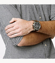 Fossil Nate Chronograph Grey Dial Brown Leather Strap Watch for Men - JR1424
