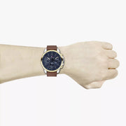 Tommy Hilfiger Decker Blue Dial Brown Leather Strap Watch for Men - 1791561