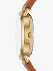 Michael Kors Portia Quartz White Dial Brown Leather Strap Watch For Women - MK2734
