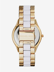 Michael Kors Slim Runway Quartz White Dial Two Tone Steel Strap Watch For Women - MK4295