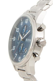 Hugo Boss Aeroliner Chronograph Blue Dial Silver Steel Strap Watch for Men - 1513183