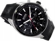 Hugo Boss Distinct Chronograph Black Dial Black Rubber Strap Watch for Men - 1513855
