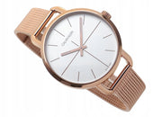 Calvin Klein Even White Dial Rose Gold Mesh Bracelet Watch for Women - K7B23626