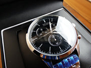 Hugo Boss Companion Black Dial Silver Steel Strap Watch for Men - 1513652
