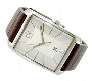 Calvin Klein Window Silver Dial Brown Leather Strap Watch for Men - K2M21126