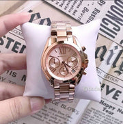 Michael Kors Bradshaw Chronograph Rose Gold Dial Rose Gold Steel Strap Watch for Women - MK5799