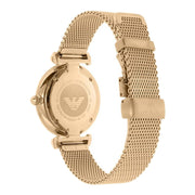 Emporio Armani Retro Gold Dial Gold Mesh Bracelet Watch For Women - AR1957