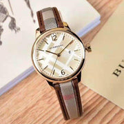 Burberry The Classic Gold Dial Brown Leather Strap Watch for Women - BU10114